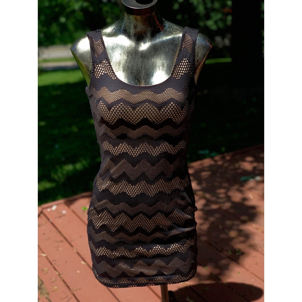 Black and Tan Mesh Dress